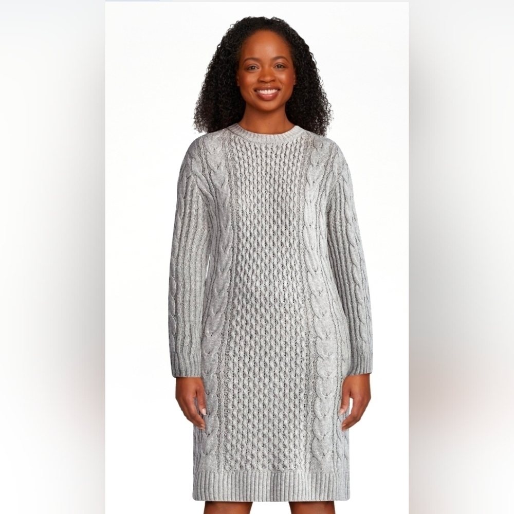 Time and Tru Gray Cable Knit Midi Dress NWOT